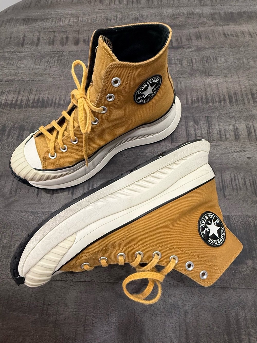 Converse MEN’S High-Top Sneakers in Mustard Yellow Canvas
